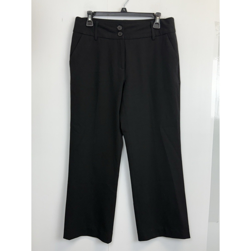 Atelier  Luxe Women's‎ Black Stretch Wide Leg Trousers Size 8 Pants Side Pockets
